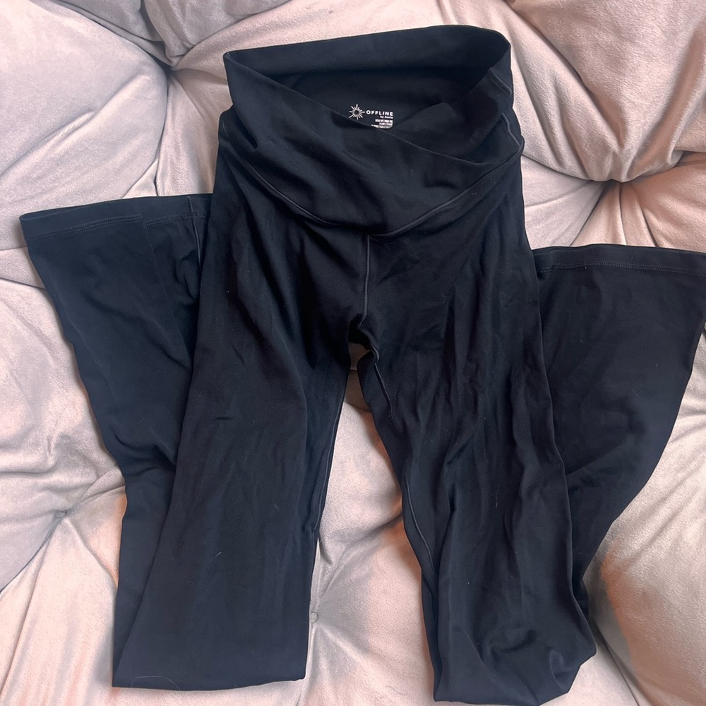 Aerie black crossover boot cut leggings